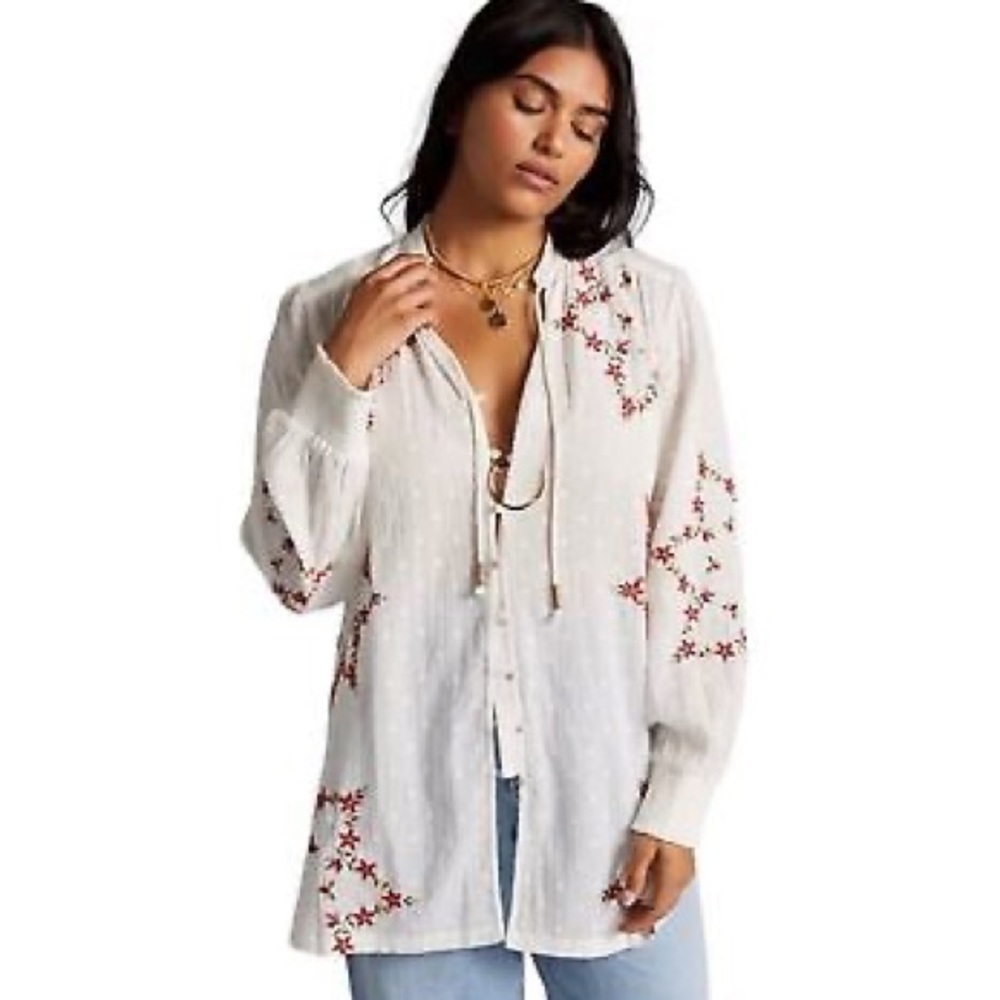 Anthropologie Floral Button-down Blouse